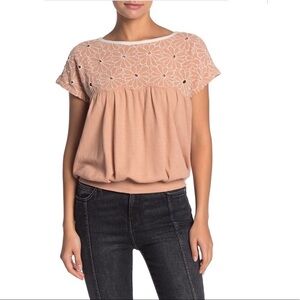 Free People Georgia Bubble Hem Daisy Floral Top NWOT Romantic Boho